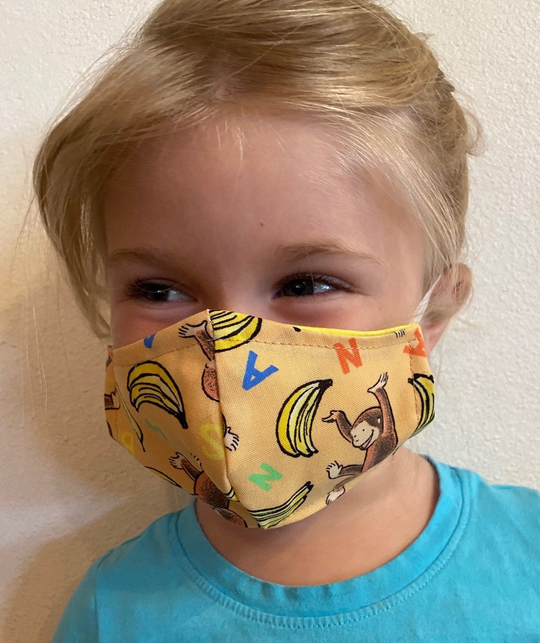 Curious George 3ply Adjustable Mask W/ Nose Wire, Reusable & Washable ...