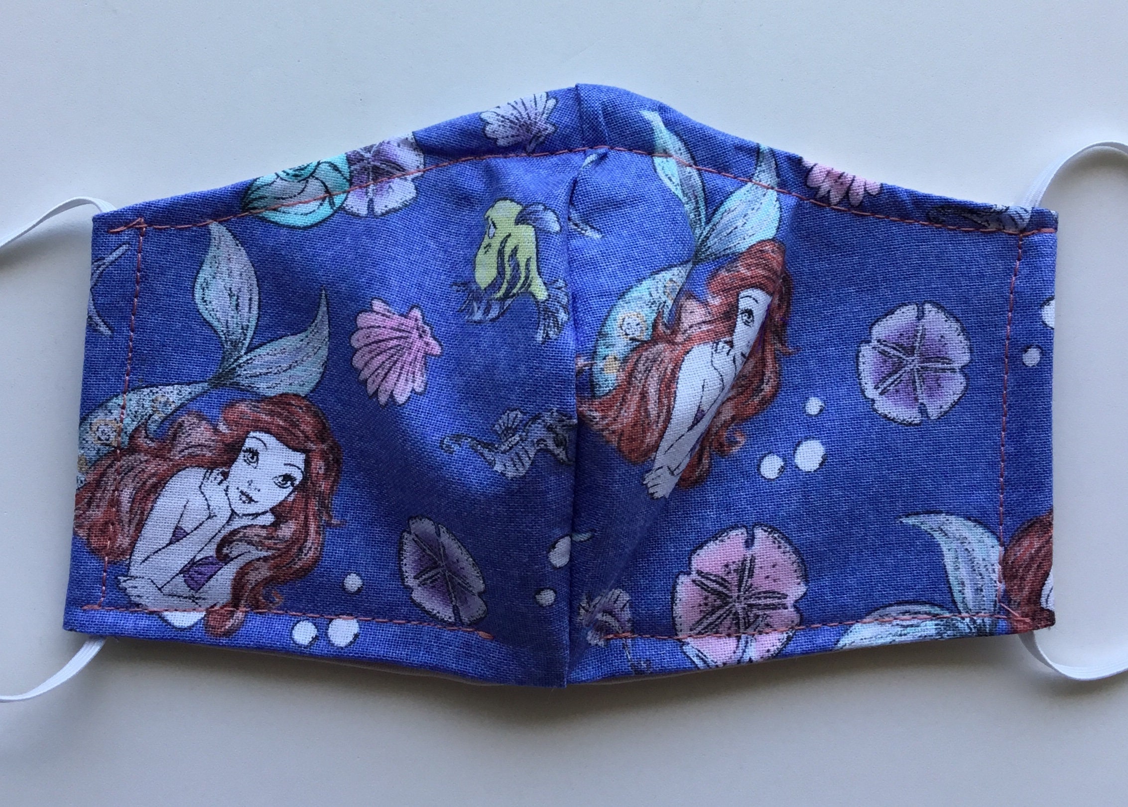 Ariel Little Mermaid 3ply Adjustable Mask With Nose Wire, Washable ...