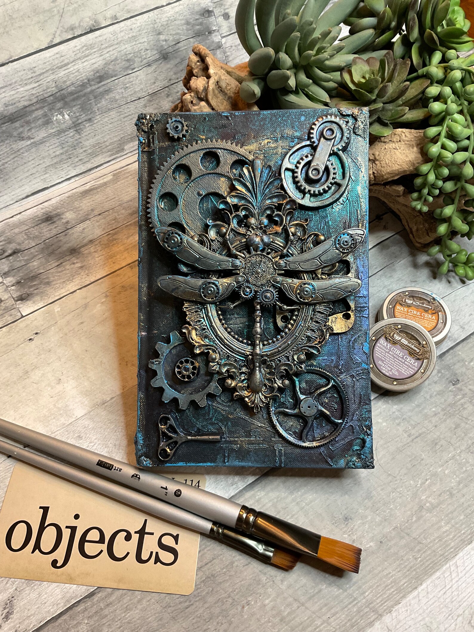 Handmade Altered Book Journal Sketchbook: Mixed Media Steampunk Dragonfly Junk Journal - Etsy