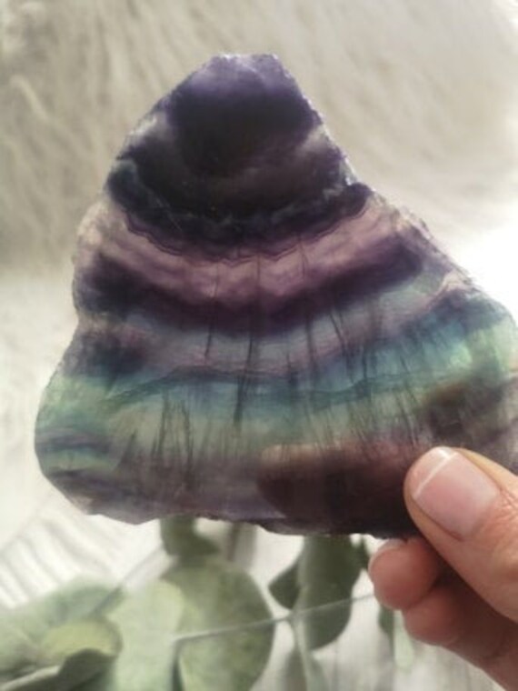 Tranche de Fluorite Arc en Ciel Magnetisee