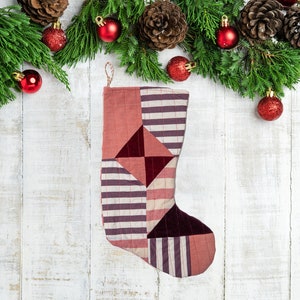 READY TO SHIP - Elegant color palette! Quilted Xmas stocking