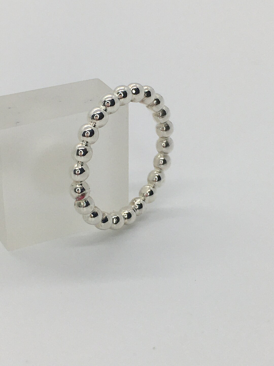 Silver Beaded Rings Sterling Silver Beaded Stacking Ring, Thin Minimalist Thumb Ring - Etsy