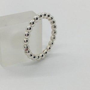 Thin Silver Beaded  Ring / 2.8 mm Sterling Silver Ring / Narrow Thumb Ring /Skinny Stacking Ring /Dainty Silver Ring/ Minimalist Ring