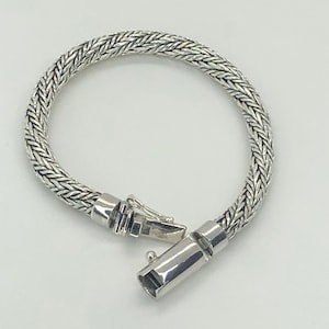 Thick Silver Weaved Rope Bracelet / Men Chain Bracelet / 925 Sterling Silver / Bali Handmade Jewelry / Braided Bracelet /Gift for Him