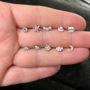Tragus Silver Stud Body Piercing /925 Sterling Silver/Minimalist Body Piercing  Jewellery / Helix /Conch / Cartilage / Earlope / Unique Gift