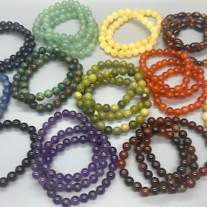 Natural Semi Precious Gemstone Bead Bracelet, Natural Gemstone,Yoga Bracelet, Crystal Healing, Energy Bracelet, Gift for Her
