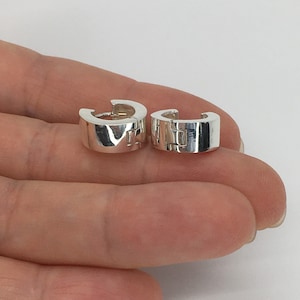 Silver Thick Round Hoop Huggie Earrings / Wide Earrings / Women Stylish Earrings /Hinged Hoop Earring / Gift For Her / Christmas Gift