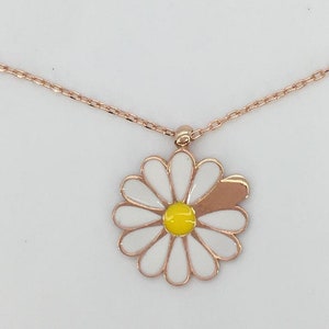 Rose Gold Vermeil Silver Daisy Flower Necklace / 925 Sterling Silver / Women Gift /Women Necklace/Christmas Gift/ New in