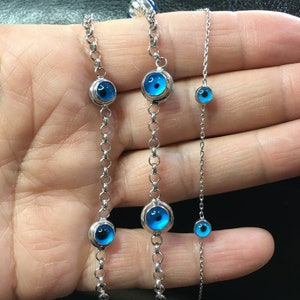 Silver Evil Eye Bracelet / Protection  Bracelet/Eye Station Bracelet / Evil Eye Good Luck Bracelet / Valentine Day Gift / Women Gift /New In