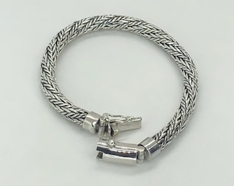 Silver Weaved Rope Women Bracelet / Woman Chain Bracelet / 925 Sterling Silver / Bali Handmade Jewelry / Braided Bracelet /Gift for Woman