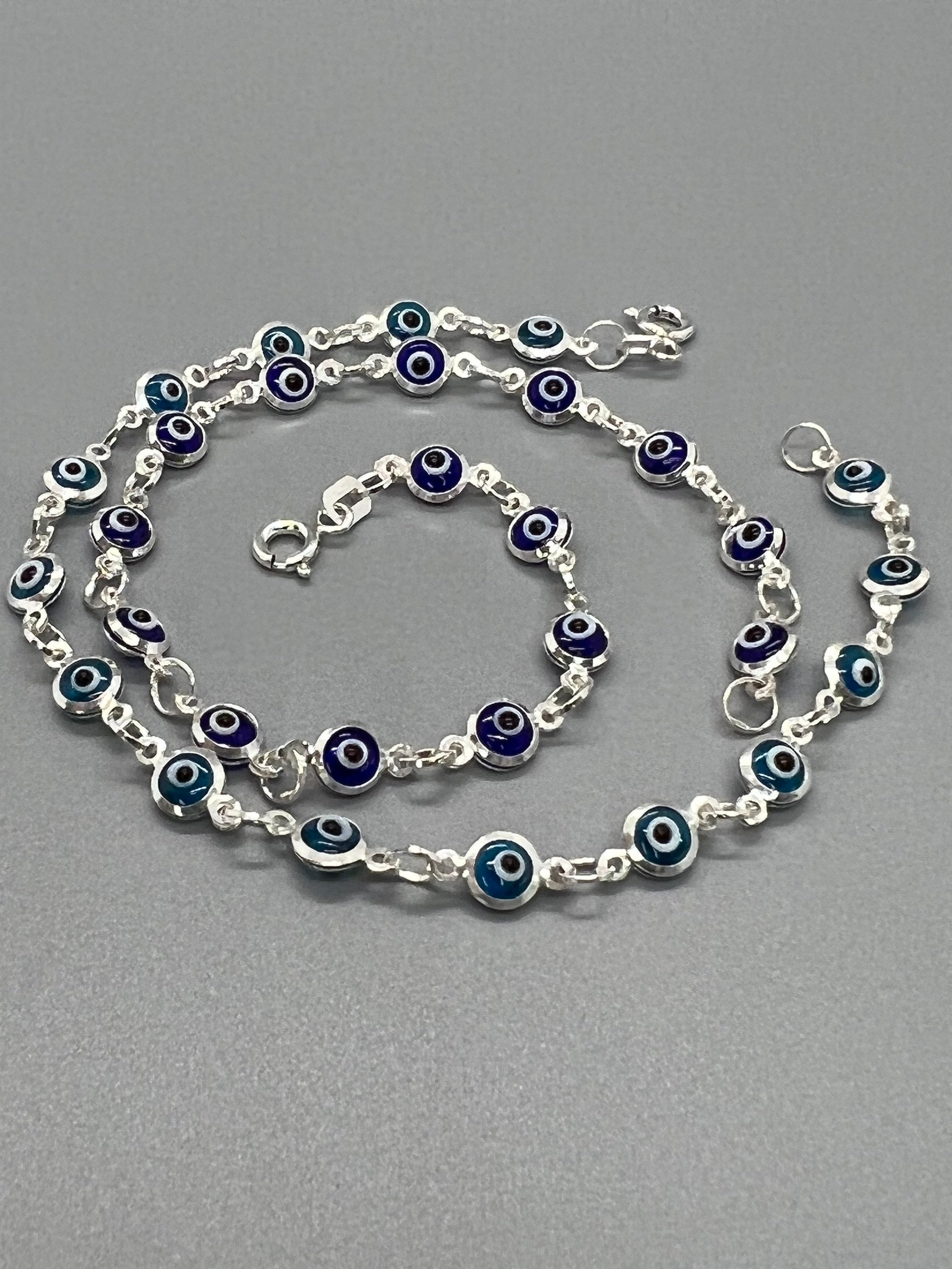 Silver Evil Eye Bead Bracelet / 925 Sterling Silver / Turkish Evil Eye / Protection Bracelet /Good Luck Bracelet / Christmas Gift