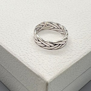 925 Sterling Silver Double Braided Rope 5 mm / Promise Ring Male-Female / Unisex Silver Band  Ring / Special Gift