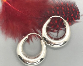 Klumpige Bold Hoop Ohrring / 925 Sterlingsilber-dicke Creolen / Zierliche Minimalist Creolen /Plain Huggie Hoop Ohrring Geschenk für Sie