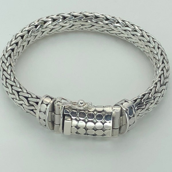 Silver Weaved Man Bracelet /  Sterling Silver Jewellery / Handmade Braided Woven Bracelet / Man Gift / Man Chain Bracelet