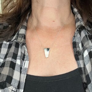 V Shaped Modern Pendant Necklace/ Handmade Pendant / Brushed Silver  / Gift For Her
