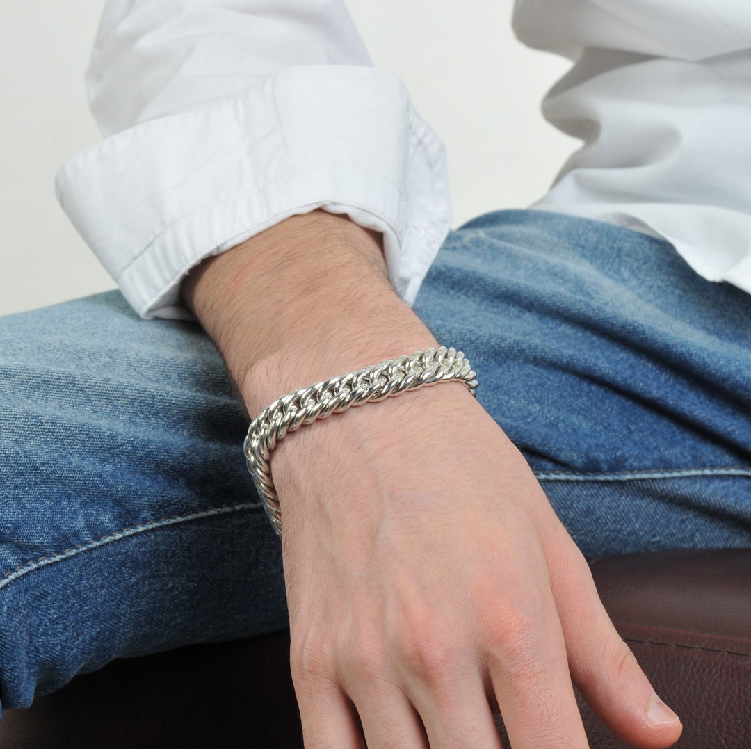 Handcrafted Silver Curb Men Bracelet / Men Handmade Jewellery / Men Gift /  Man Chain Bracelet / Valentine Day Gift / Man Curb Bracelet - Etsy Norway