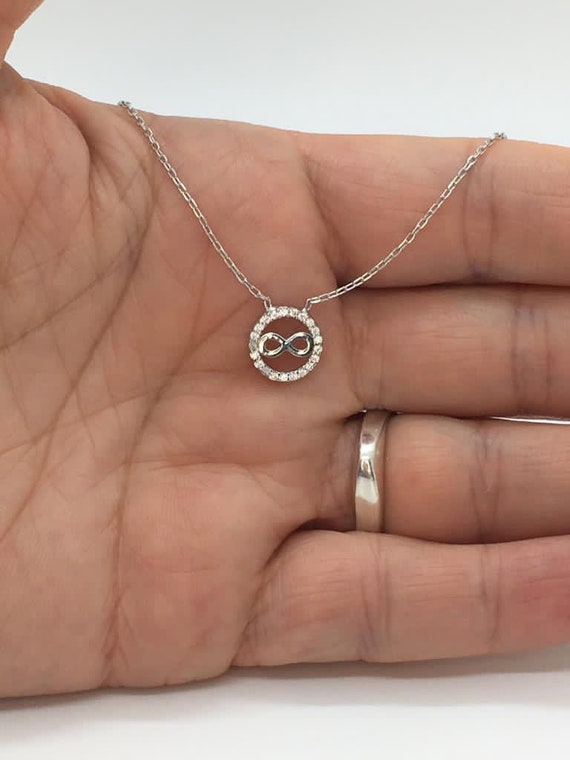 Collana da donna con simbolo dell'infinito, in argento 925, 43