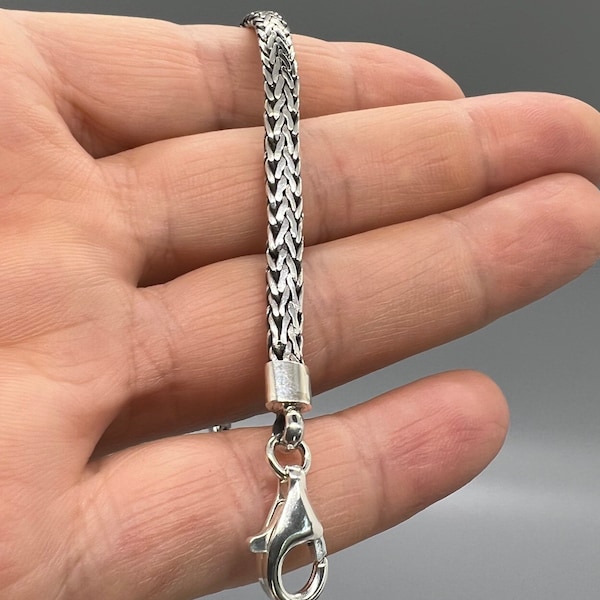 New Foxtail Women Bracelet / 925 Sterling Silver /Oxidized Chain Bracelet /Silver Braided Bracelet  / Gift for Her /Valentines Gift