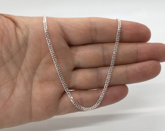 Cuban Style Silver Double Curb Link Chain Necklace / 925 Sterling Silver Thin Chain / Unisex Silver Jewellery / Gift for Friend