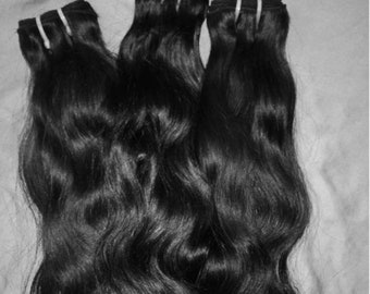 Indian Human Hair Weave: Baby Soft Curly Weft, #1 Black