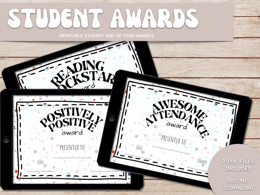 Class Awards Student Awards Printable Awards Instant - Etsy