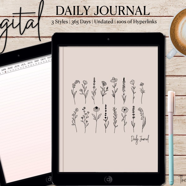 Digitales Tagesjournal, Digitales Journal, 365 Journal, GoodNotes Journal, Digital Journals, iPad Journals, Blank Journal, Digital Diary