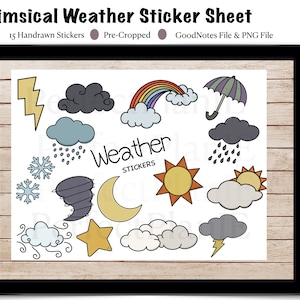 Digitale Sticker für den Alltag, tägliche Planner Sticker, vorgeschnittene iPad Sticker, GoodNotes Sticker, PNG Sticker, Weather Elements