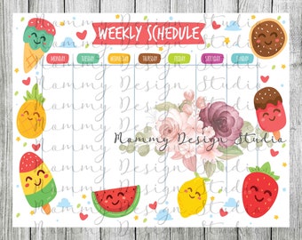 Instant Download Printable Weekly Schedule For Kids| Homeschool Schedule | Distance Learning | Homework Schedule | Chore Schedule