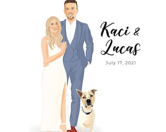 CUSTOM WEDDING ILLUSTRATION - Wedding Portrait, Wedding Guest Book, Couple Illustration, Unique Guest Book Alternative, Bride Illustration