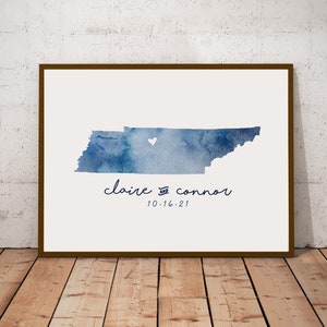 Wedding GUESTBOOK Alternative - Watercolor State Map Guest Book - Custom State(s)