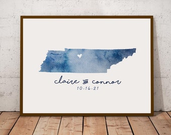 Wedding GUESTBOOK Alternative - Watercolor State Map Guest Book - Custom State(s)