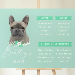 ONE Pet Portrait Signature Cocktail Sign - Custom Dog Drink Sign - Wedding Bar Canvas - Signature Cocktail Menu - Wedding - Dog Portraits