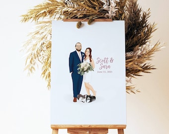 Wedding Guest Book Alternative, Guest Book Alternative, Wedding Guest Book Portrait, Guest Book Alternative Portrait, Wedding Illustration