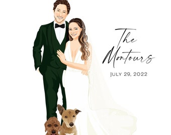Wedding Canvas Guest Book Alternative - Wedding Illustration - Guestbook Idea - Wedding Sign In Board - Wedding Portrait