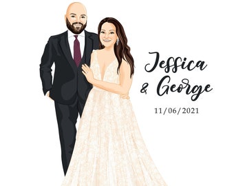 Wedding Canvas Guest Book - Wedding Illustration - Guestbook Idea - Wedding Sign In Board Alternative - Wedding Portrait