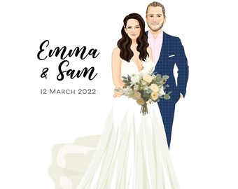 Wedding Canvas Guest Book Alternative - Wedding Illustration - Guestbook Idea - Wedding Sign In Board - Wedding Portrait