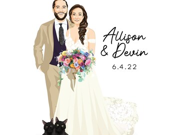 Wedding Guest Book Alternative - Canvas Guest Book - Illustration Cartoon Portrait - Pet Dogs - Guestbook Idea - Wedding Sign In Board