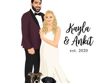 Wedding Canvas Guest Book Alternative - Wedding Illustration - Guestbook Idea - Wedding Sign In Board - Wedding Portrait