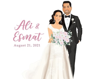 Wedding Canvas Guest Book Alternative - Wedding Illustration - Guestbook Idea - Wedding Sign In Board - Wedding Portrait