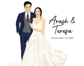 Wedding Canvas Guest Book Alternative - Wedding Illustration - Guestbook Idea - Wedding Sign In Board - Wedding Portrait