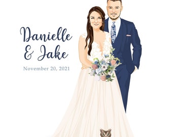 Wedding Canvas Guest Book Alternative - Wedding Illustration - Guestbook Idea - Wedding Sign In Board - Wedding Portrait