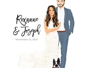 Wedding Canvas Guest Book Alternative - Wedding Illustration - Guestbook Idea - Wedding Sign In Board - Wedding Portrait