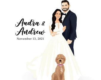 Wedding Canvas Guest Book Alternative - Wedding Illustration - Guestbook Idea - Wedding Sign In Board - Wedding Portrait
