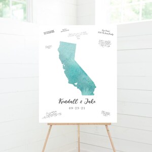 Map Wedding Guest Book Alternative - Watercolor State Map Guest Book - Custom State(s)