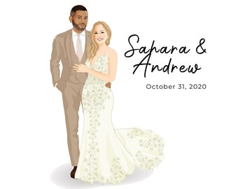 Wedding Guest Book Alternative - Canvas Guest Book - Illustration Cartoon Portrait - Pet Dogs - Guestbook Idea - Wedding Sign In Board