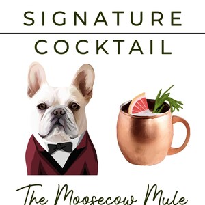 ONE Pet Portrait Signature Cocktail Sign - Custom Dog Drink Sign - Wedding Bar Canvas - Signature Cocktail Menu - Wedding - Dog Portraits
