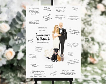 Custom Wedding Illustration, Wedding Portrait, Wedding Guest Book, Couple Illustration, Unique Guest Book Alternative, Bride Illustration