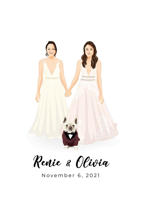 Wedding Canvas Guest Book Alternative - Wedding Illustration - Guestbook  Idea - Wedding Sign in Board - Wedding Portrait - LGBTQ Wedding - Etsy