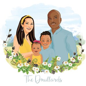 Illustriertes Familienportrait - Leinwand Familienbild - Illustration Cartoon Portrait - Familienfoto - Familienschild