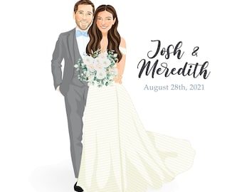 Custom Wedding Illustration, Wedding Portrait, Wedding Guest Book, Couple Illustration, Unique Guest Book Alternative, Bride Illustration